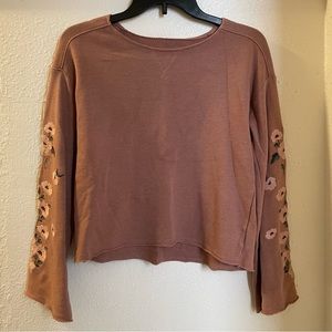 American Eagle Pink Floral Bell Sleeve Top